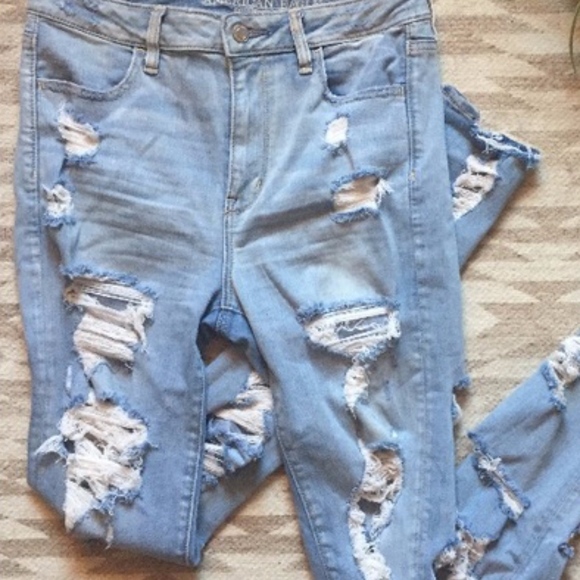 High rise jeggings jeans ripped front and back - Picture 3 of 8